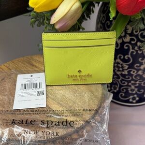 Kate Spade Lime Green Saffiano Leather Card Holder NWT